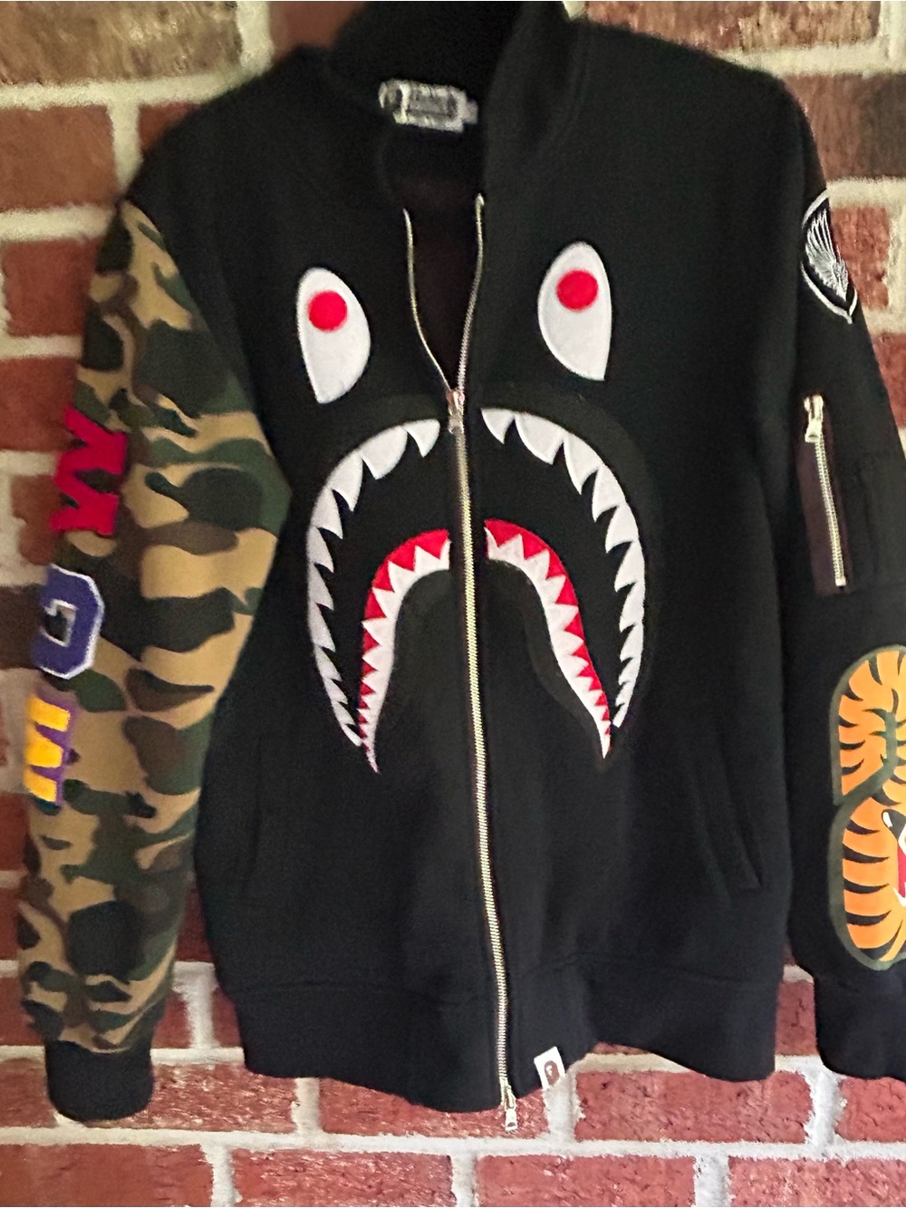 BAPE Front Facing Shark MA-1 Bomber
Jacket is Rare Find! Retail:$545 sizeXL